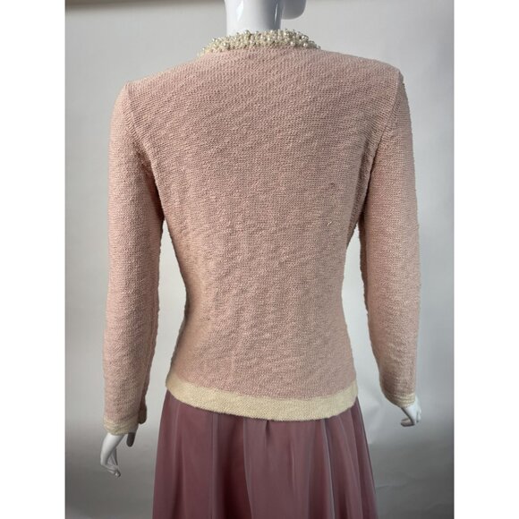 Chadwicks Pink Pearl Embellished Cardigan Sweater S 85% Cotton 15% Acrylic Made - Picture 13 of 16